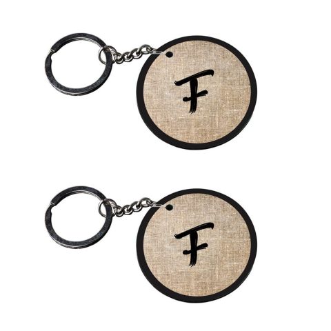 Crafty Worth | Alphabet F keychain | 3 keychains customized keychain with photo Printed Wooden Keychain| Circle Shape Set of 2 keyrings 2×2 inch