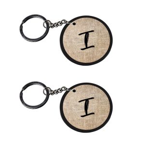 | Alphabet I keychain | keychain 46 customized keychain with photo Printed Wooden Keychain| Circle Shape Set of 2 keyrings 2x