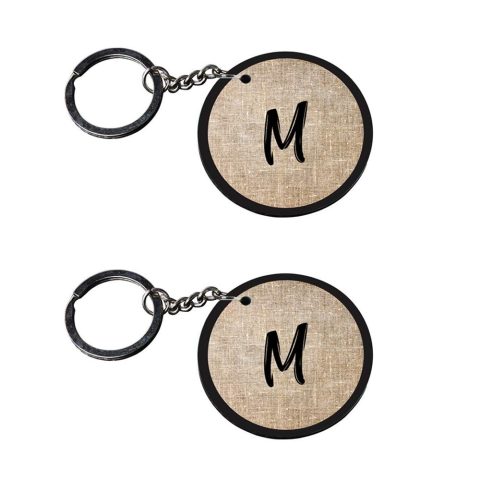 Crafty Worth | Alphabet M keychain | 4 keychains customized keychain with photo Printed Wooden Keychain| Circle Shape Set of 2 keyrings 2×2 inch - alternate view