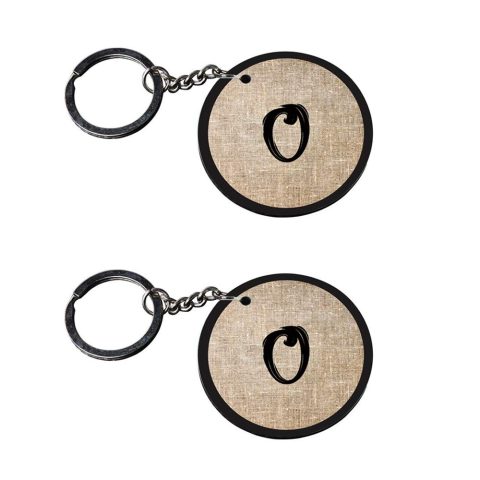 Crafty Worth | Alphabet O keychain | keychain 50 customized keychain with photo Printed Wooden Keychain| Circle Shape Set of 2 keyrings 2×2 inch