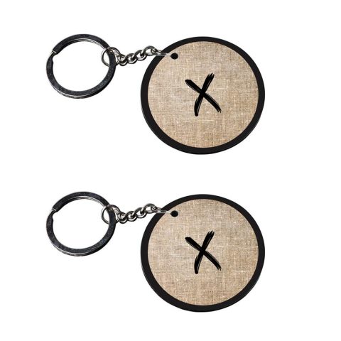 Crafty Worth | Alphabet X keychain | 6 in 1 keychain tool customized keychain with photo Printed Wooden Keychain| Circle Shape Set of 2 keyrings 2×2 inch