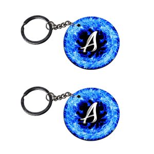 | Alphabet A keychain | keychain 70 customized keychain with photo Printed Wooden Keychain| Circle Shape Set of 2 keyrings 2x