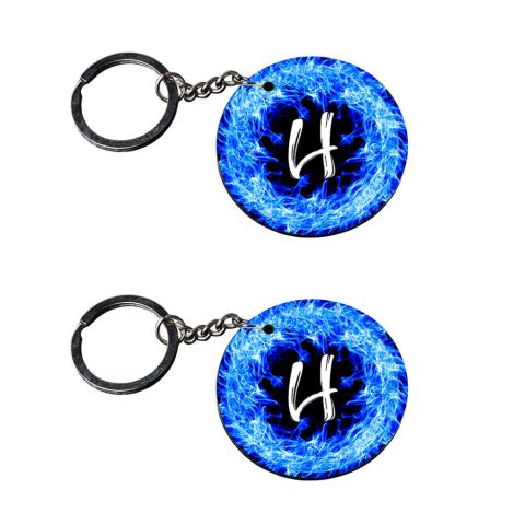Crafty Worth | Alphabet H keychain | keychain 93 customized keychain with photo Printed Wooden Keychain| Circle Shape Set of 2 keyrings 2×2 inch