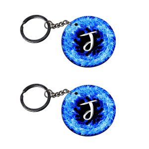| Alphabet J keychain | keychain 9 in 1 customized keychain with photo Printed Wooden Keychain| Circle Shape Set of 2 keyring