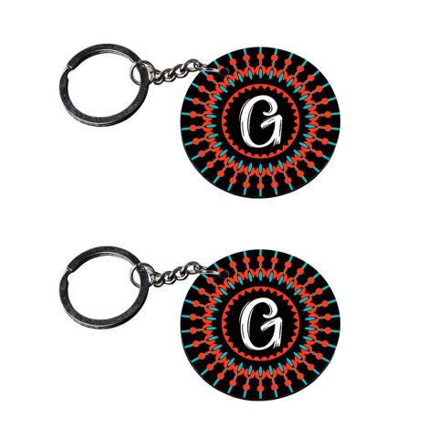 Crafty Worth | Alphabet G keychain | keychain for dad from daughter customized keychain with photo Printed Wooden Keychain| Circle Shape Set of 2 keyrings 2×2 inch - alternate view
