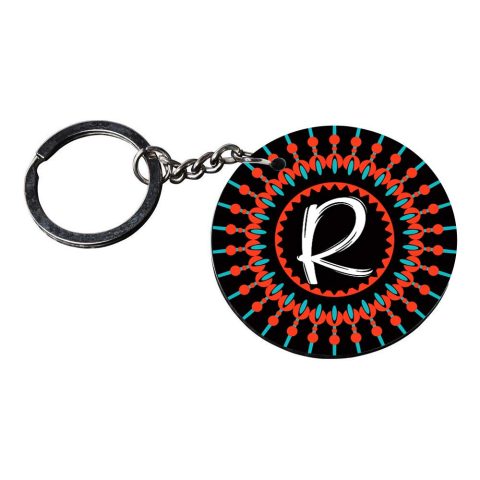 Crafty Worth | Alphabet R keychain | keychain for car customized keychain with photo Printed Wooden Keychain| Circle Shape Set of 2 keyrings 2×2 inch - alternate view