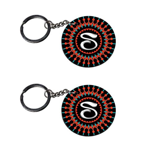Crafty Worth | Alphabet S keychain | keychain for friends foreverr customized keychain with photo Printed Wooden Keychain| Circle Shape Set of 2 keyrings 2×2 inch