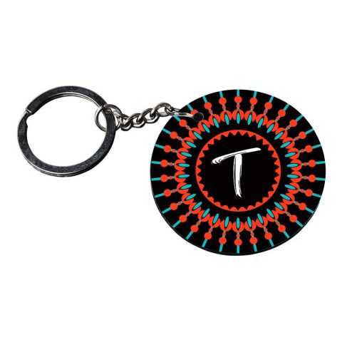 Crafty Worth | Alphabet T keychain | keychain for father customized keychain with photo Printed Wooden Keychain| Circle Shape Set of 2 keyrings 2×2 inch - alternate view