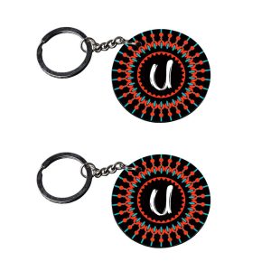 | Alphabet U keychain | keychain for girls cute customized keychain with photo Printed Wooden Keychain| Circle Shape Set of 2