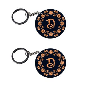 Crafty Worth Alphabet D car keychain set of 2