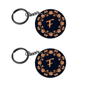 | Alphabet F keychain | keychain for i20 customized keychain with photo Printed Wooden Keychain| Circle Shape Set of 2 keyrin
