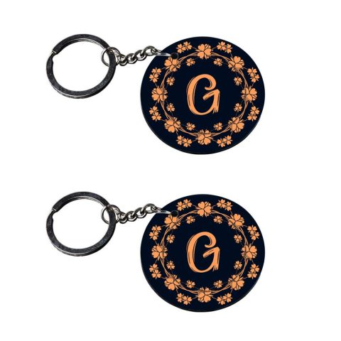 Crafty Worth | Alphabet G keychain | keychain for car customized keychain with photo Printed Wooden Keychain| Circle Shape Set of 2 keyrings 2×2 inch