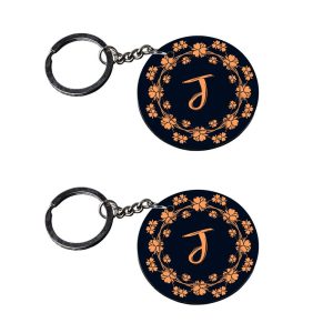 | Alphabet J keychain | keychain for jeep customized keychain with photo Printed Wooden Keychain| Circle Shape Set of 2 keyri