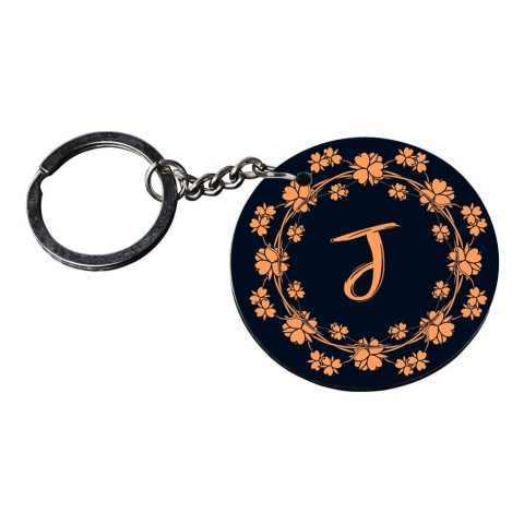 Crafty Worth | Alphabet J keychain | keychain for jeep customized keychain with photo Printed Wooden Keychain| Circle Shape Set of 2 keyrings 2×2 inch - alternate view