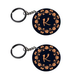 | Alphabet K keychain | keychain for jeans customized keychain with photo Printed Wooden Keychain| Circle Shape Set of 2 keyr