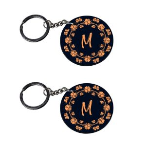 | Alphabet M keychain | keychain for bike customized keychain with photo Printed Wooden Keychain| Circle Shape Set of 2 keyri