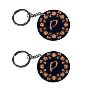 | Alphabet P keychain | keychain for kids customized keychain with photo Printed Wooden Keychain| Circle Shape Set of 2 keyri