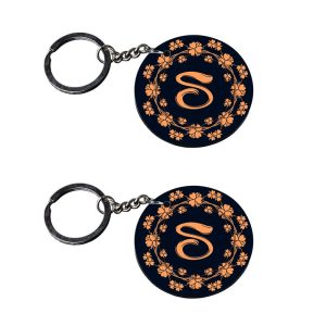 | Alphabet S keychain | keychain for kia seltos customized keychain with photo Printed Wooden Keychain| Circle Shape Set of 2