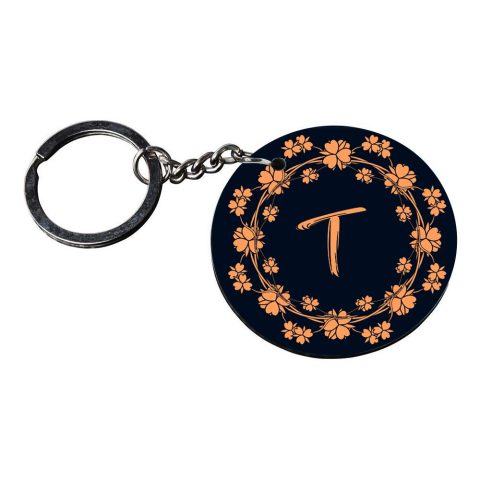 Crafty Worth | Alphabet T keychain | keychain for men bike customized keychain with photo Printed Wooden Keychain| Circle Shape Set of 2 keyrings 2×2 inch - alternate view