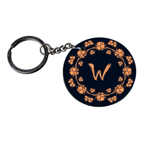 Crafty Worth | Alphabet W keychain | keychain for love customized keychain with photo Printed Wooden Keychain| Circle Shape Set of 2 keyrings 2×2 inch - alternate view