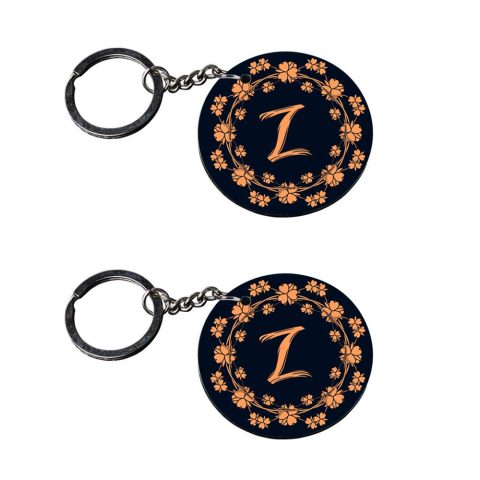 Crafty Worth | Alphabet Z keychain | keychain for ladies customized keychain with photo Printed Wooden Keychain| Circle Shape Set of 2 keyrings 2×2 inch