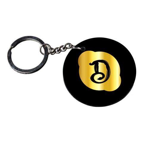Crafty Worth | Alphabet D keychain | keychain for mom customized keychain with photo Printed Wooden Keychain| Circle Shape Set of 2 keyrings 2×2 inch - alternate view