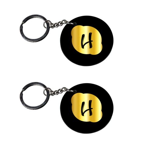 Crafty Worth | Alphabet H keychain | keychain for men customized keychain with photo Printed Wooden Keychain| Circle Shape Set of 2 keyrings 2×2 inch