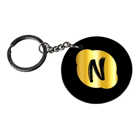Crafty Worth | Alphabet N keychain | n keychain for girls customized keychain with photo Printed Wooden Keychain| Circle Shape Set of 2 keyrings 2×2 inch - alternate view