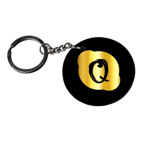 Crafty Worth | Alphabet Q keychain | keychain for opner customized keychain with photo Printed Wooden Keychain| Circle Shape Set of 2 keyrings 2×2 inch - alternate view
