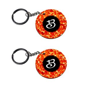 | Alphabet B keychain | p keychain for bike customized keychain with photo Printed Wooden Keychain| Circle Shape Set of 2 key