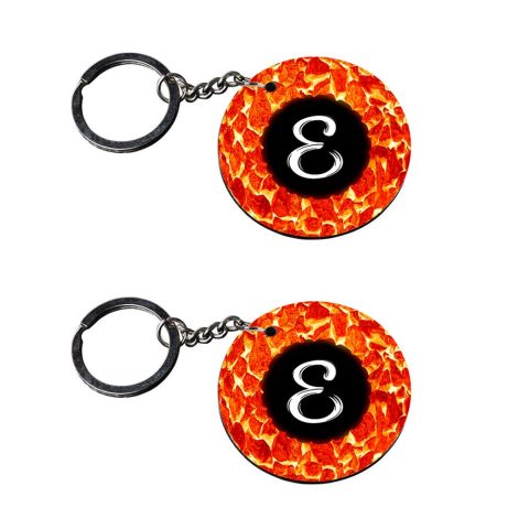 Crafty Worth | Alphabet E keychain | quran keychain customized keychain with photo Printed Wooden Keychain| Circle Shape Set of 2 keyrings 2×2 inch - alternate view