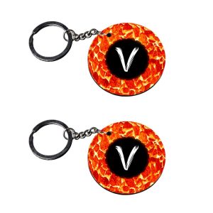 | Alphabet V keychain | s keychain for car customized keychain with photo Printed Wooden Keychain| Circle Shape Set of 2 keyr