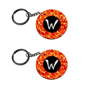 | Alphabet W keychain | s keychain for men customized keychain with photo Printed Wooden Keychain| Circle Shape Set of 2 keyr