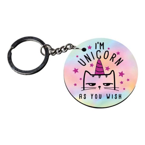 Crafty Worth | I am unicorn | keychain for girl customized keychain with photo Printed Wooden Keychain| Circle Shape Set of 2 keyrings 2×2 inch - alternate view