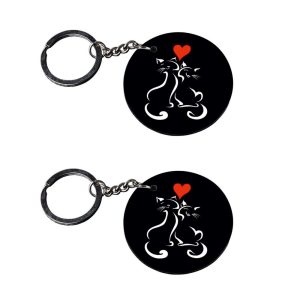 | cat ear keychain | keychain for unicorn bike customized keychain with photo Printed Wooden Keychain| Circle Shape Set of 2 