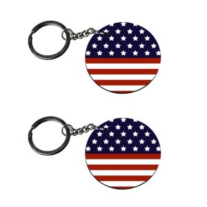 | american flag keychains | keychain for girls customized keychain with photo Printed Wooden Keychain| Circle Shape Set of 2 