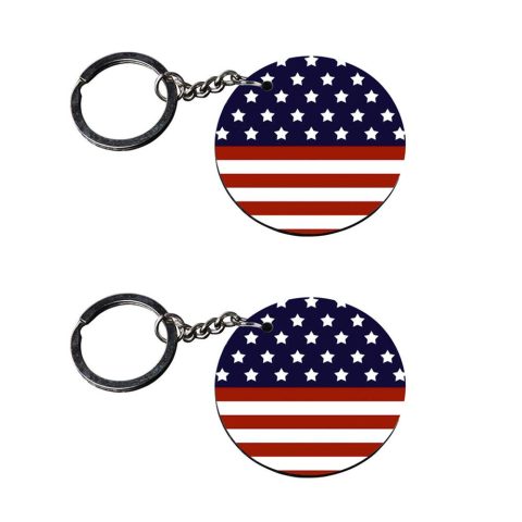 Crafty Worth | american flag keychains | keychain for girls customized keychain with photo Printed Wooden Keychain| Circle Shape Set of 2 keyrings 2×2 inch - alternate view