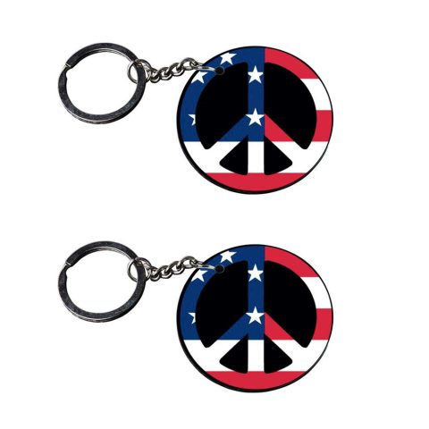 Crafty Worth | american flag keychains | keychain for bike customized keychain with photo Printed Wooden Keychain| Circle Shape Set of 2 keyrings 2×2 inch