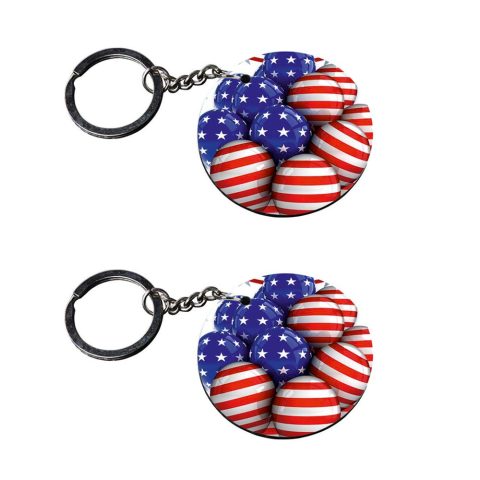 Crafty Worth | american flag keychains | v keychain for girls customized keychain with photo Printed Wooden Keychain| Circle Shape Set of 2 keyrings 2×2 inch