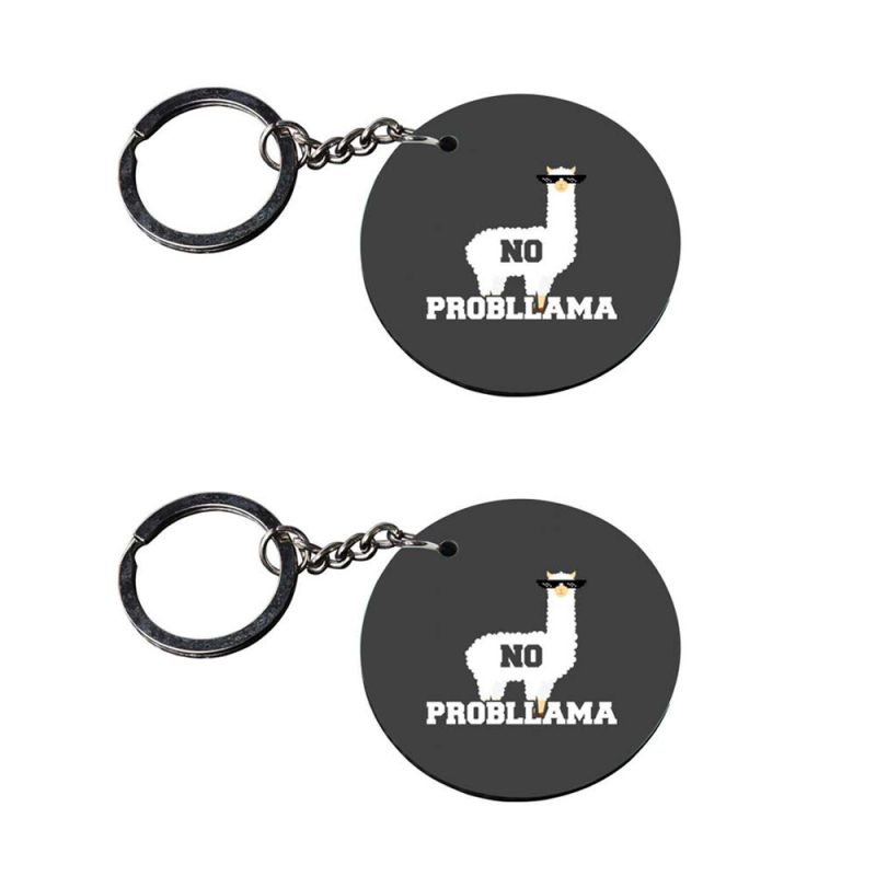No Probllama Round Acrylic Keychain