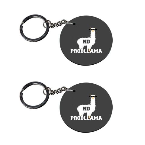 Crafty Worth | llama keychain for girls | keychain for wagon r customized keychain with photo Printed Wooden Keychain| Circle Shape Set of 2 keyrings 2×2 inch