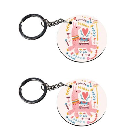 Crafty Worth | keychain for girls unicorn | keychain for bike customized keychain with photo Printed Wooden Keychain| Circle Shape Set of 2 keyrings 2×2 inch