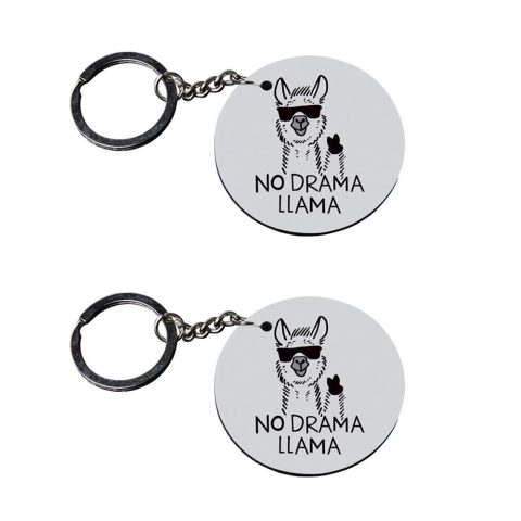 Crafty Worth | llama keychain for girls | keychain for bike rx100 customized keychain with photo Printed Wooden Keychain| Circle Shape Set of 2 keyrings 2×2 inch - alternate view