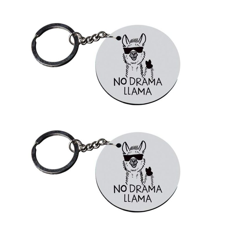 No Drama Llama Round Keychain