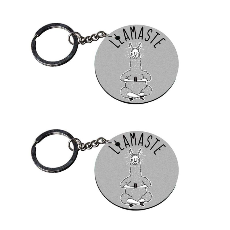 Llamaste Meditating Llama Round Keychains