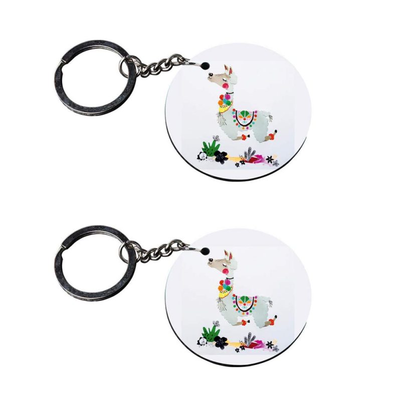 Round Llama Best Friend Keychain Set