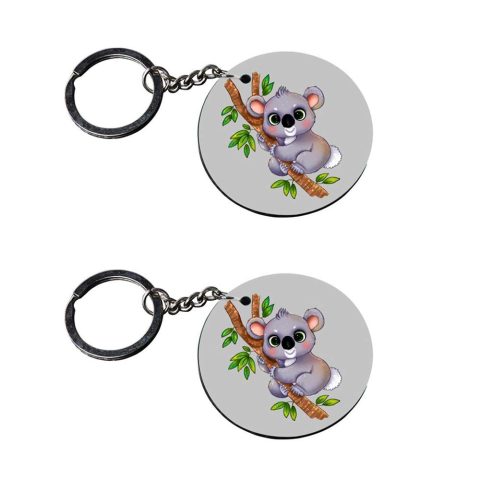 Crafty Worth | panda key chains for girls | keychain for duke Printed Wooden Keychains | Circle Shape Set of 2 keyrings 2×2 inch