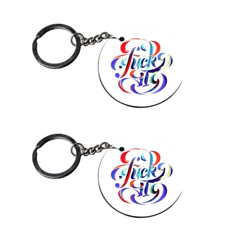 Crafty Worth | quote keychain | keychain for boys stylish Printed Wooden Keychains | Circle Shape Set of 2 keyrings 2×2 inch - alternate view