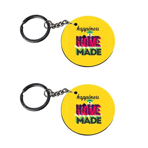 Crafty Worth | keychain for home | keychain for cycle Printed Wooden Keychains | Circle Shape Set of 2 keyrings 2×2 inch - alternate view