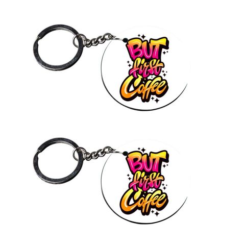 Crafty Worth | funny quote keychain | keychain for fzs Printed Wooden Keychains | Circle Shape Set of 2 keyrings 2×2 inch - alternate view